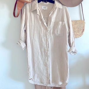 NWT Mate the label linen shirt dress in XS natural